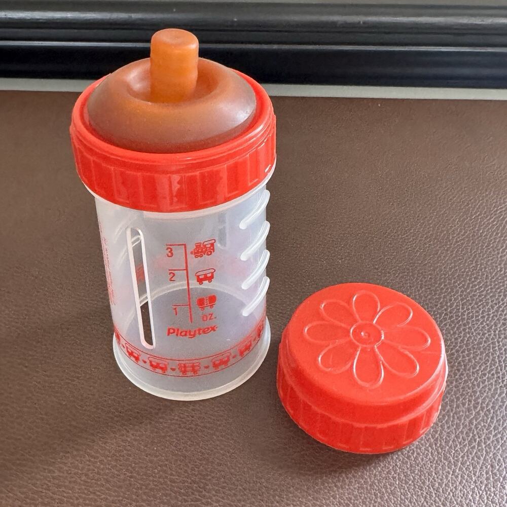 Playtex Baby Bottle Red 3 Oz Nipple Cap Vintage 1994 For Drop In Liners